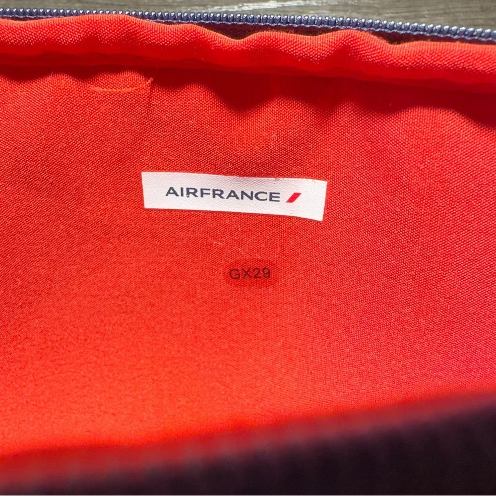 Air France Blue White Fabric Cosmetic Toiletry‎ Empty Travel Bag